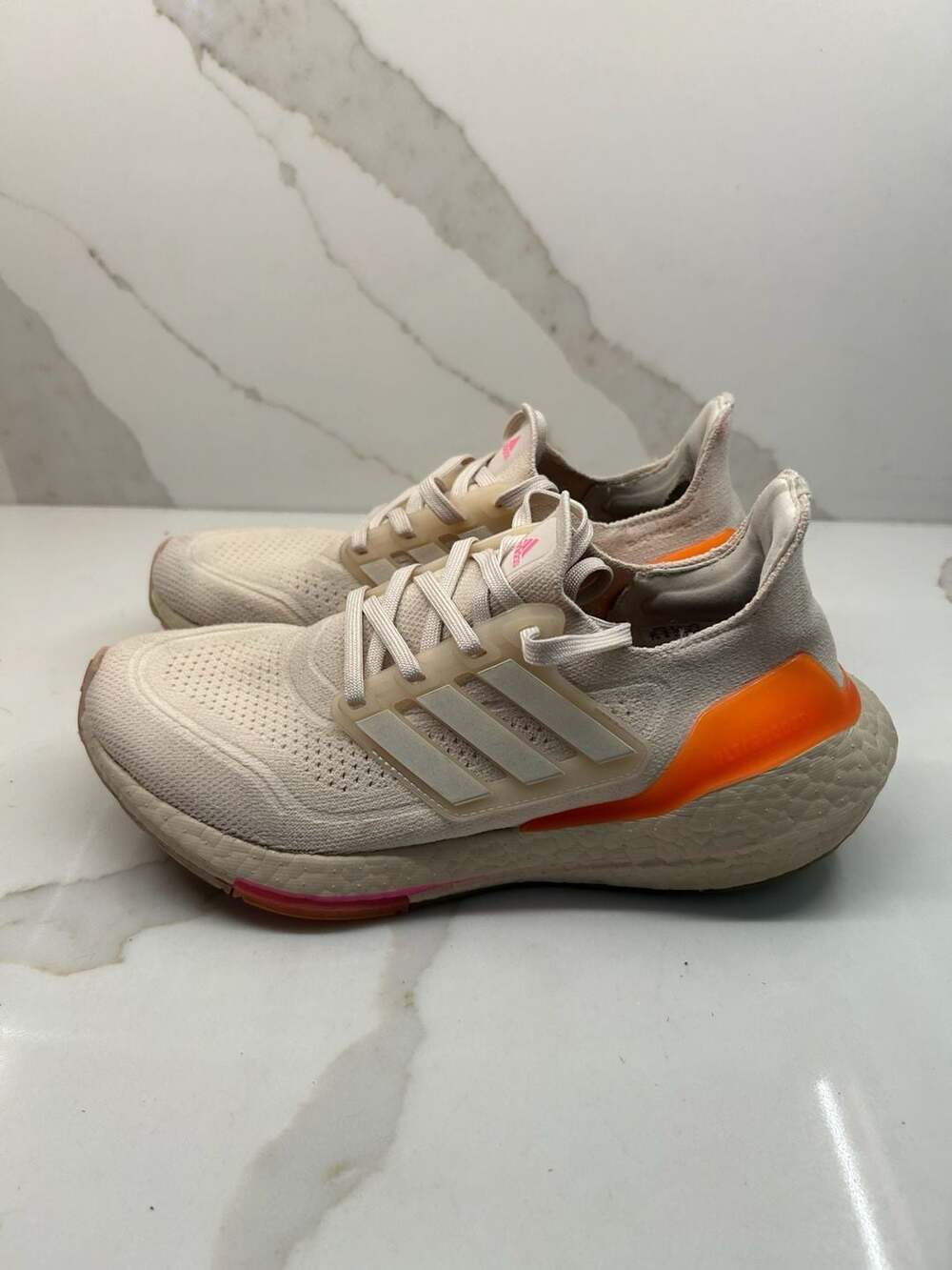 Adidas UltraBoost 21 Women's 'Halo Ivory Ultra Pop' Running Shoes